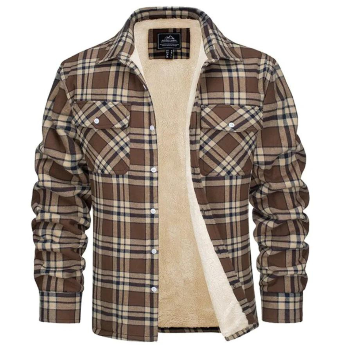 Fleecehemd - Karierte Button-up-Jacke für Männer-Khaki-S-Chaps Herrenmode