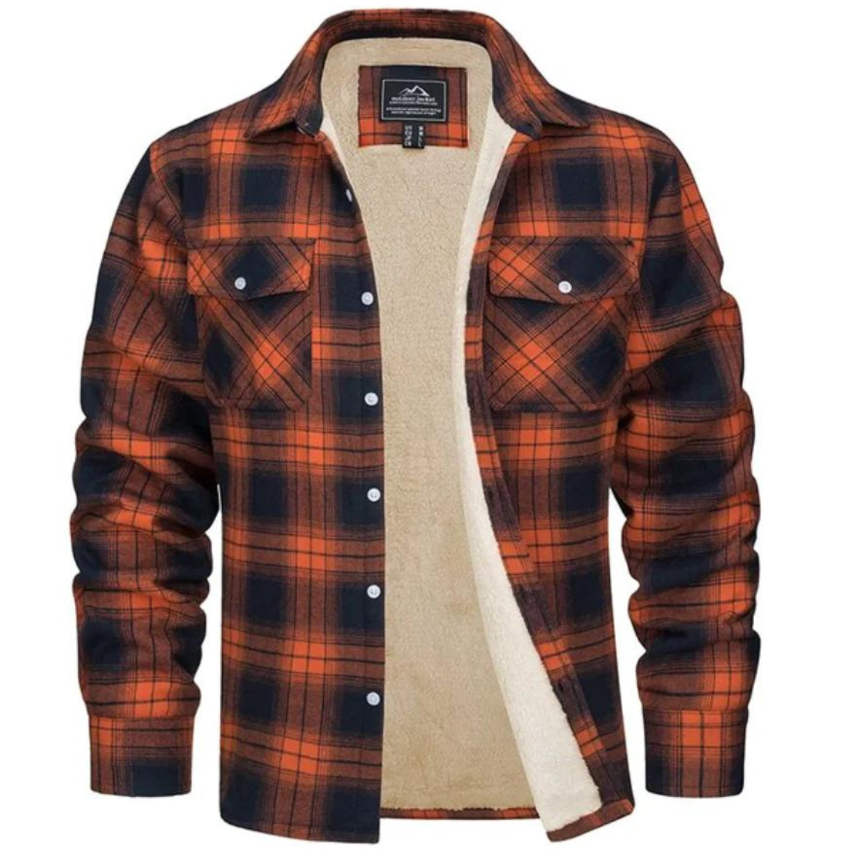 Fleecehemd - Karierte Button-up-Jacke für Männer-Orange-S-Chaps Herrenmode