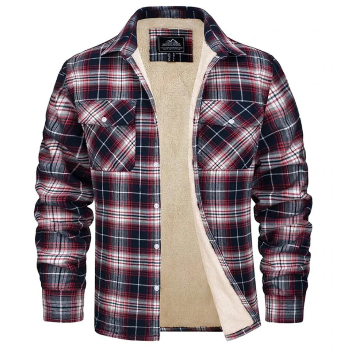 Fleecehemd - Karierte Button-up-Jacke für Männer-Rot-S-Chaps Herrenmode