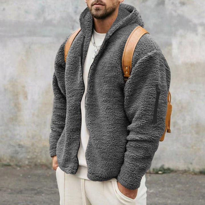 Fleecejacke | Kapuze | Full Zip | Teddyjacke | Herrenjacke-Dunkelgrau-S-Chaps Herrenmode