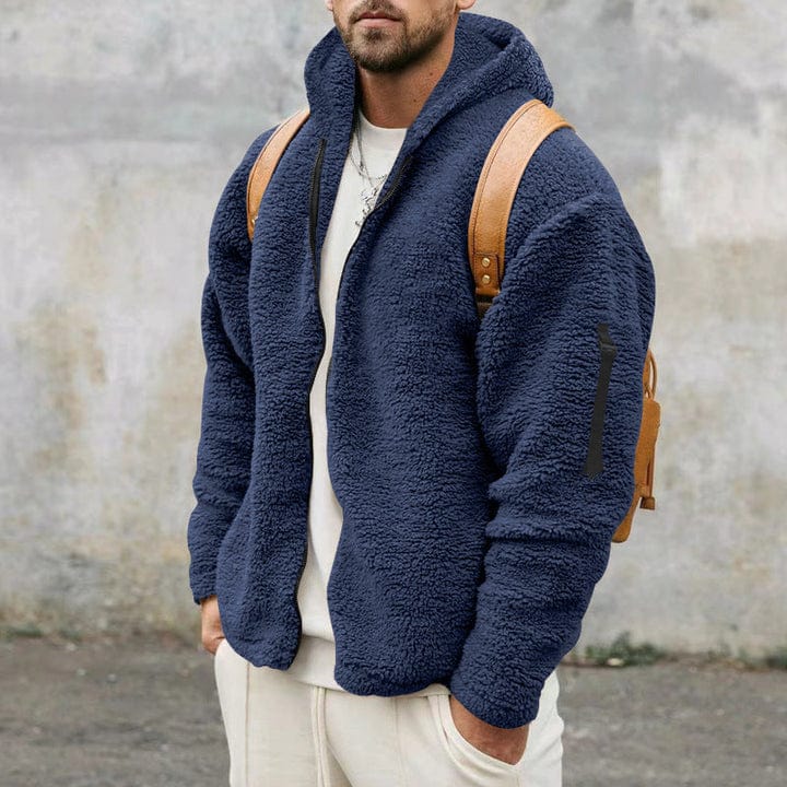 Fleecejacke | Kapuze | Full Zip | Teddyjacke | Herrenjacke-Marineblau-S-Chaps Herrenmode