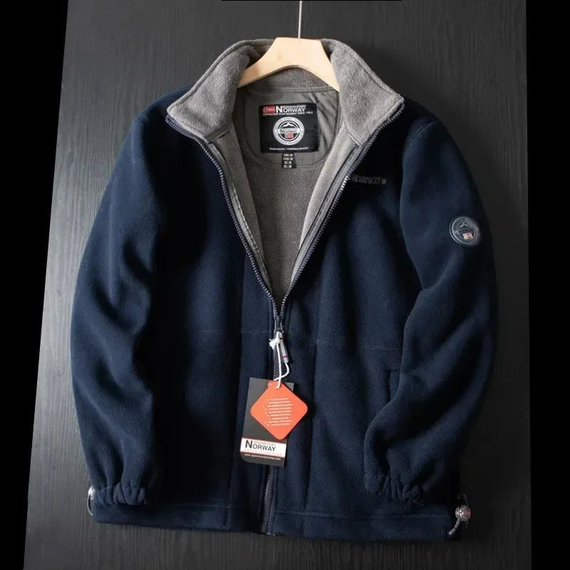 Fleecejacke | Warm | Taschen | Fleece-Jacke mit Reißverschluss | Winterkleidung für Herren-Blau-XS-Chaps Herrenmode