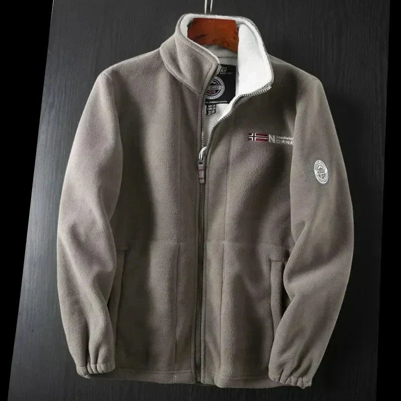 Fleecejacke | Warm | Taschen | Fleece-Jacke mit Reißverschluss | Winterkleidung für Herren-Braun-XS-Chaps Herrenmode