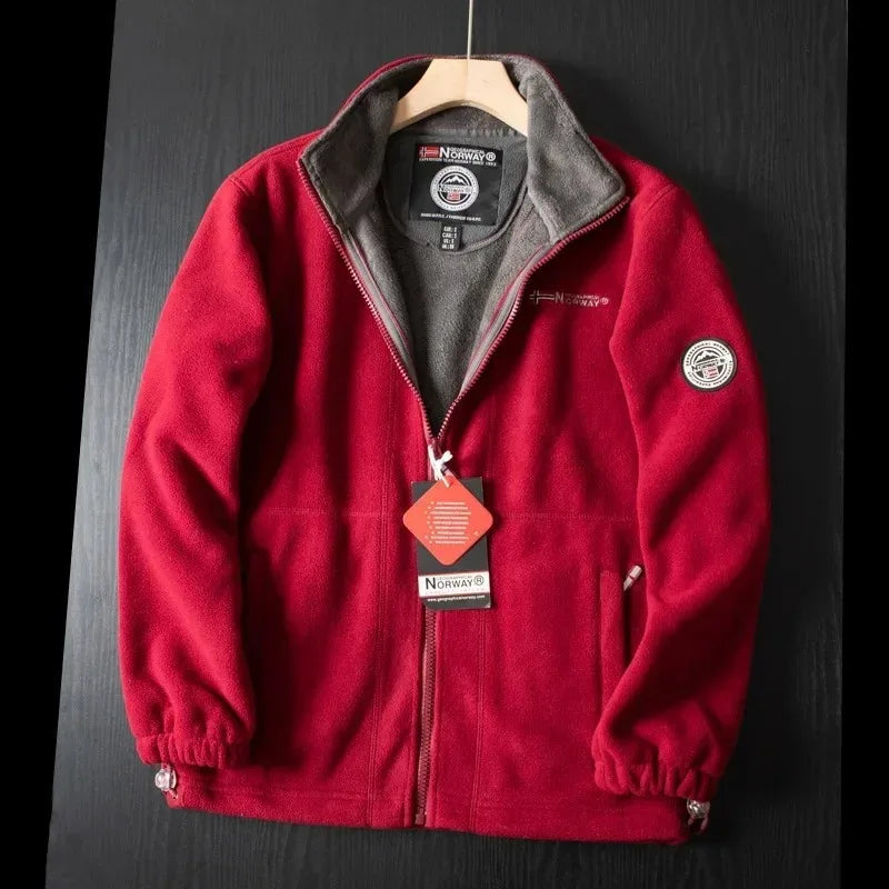 Fleecejacke | Warm | Taschen | Fleece-Jacke mit Reißverschluss | Winterkleidung für Herren-Rot-XS-Chaps Herrenmode