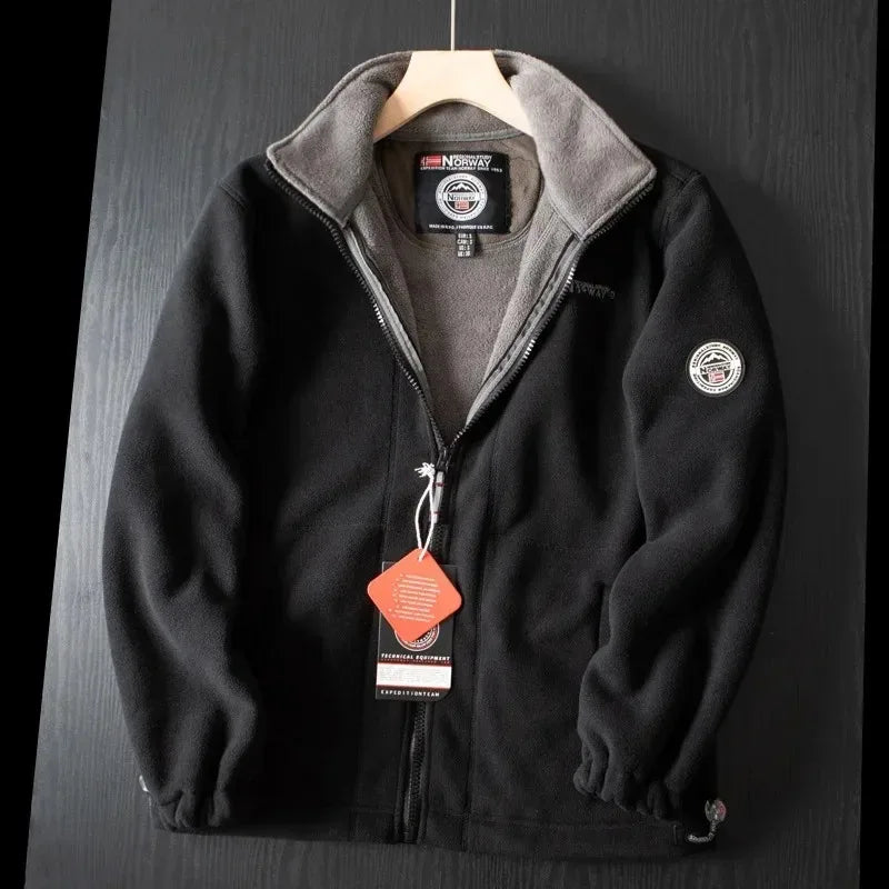 Fleecejacke | Warm | Taschen | Fleece-Jacke mit Reißverschluss | Winterkleidung für Herren-Schwarz-XS-Chaps Herrenmode