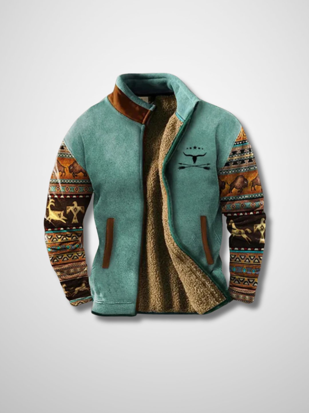 Fleecejacke - Warme Zip-Up Sherpa gefütterte Herrenjacke für den Winter-Blau 2-S-Chaps Herrenmode