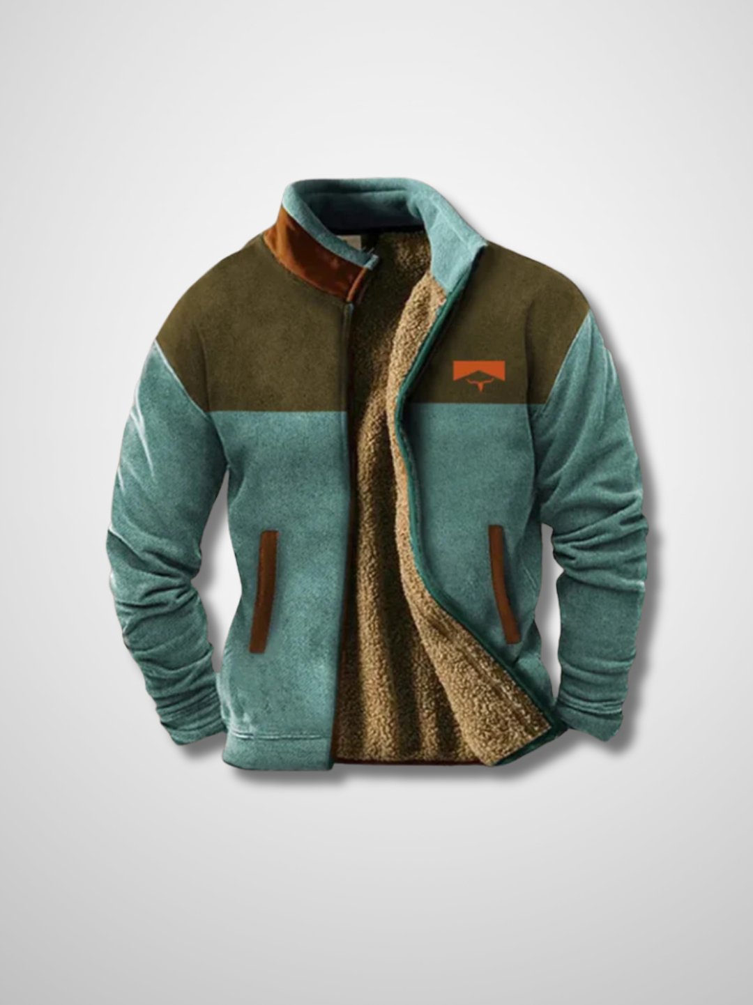Fleecejacke - Warme Zip-Up Sherpa gefütterte Herrenjacke für den Winter-Blau-S-Chaps Herrenmode