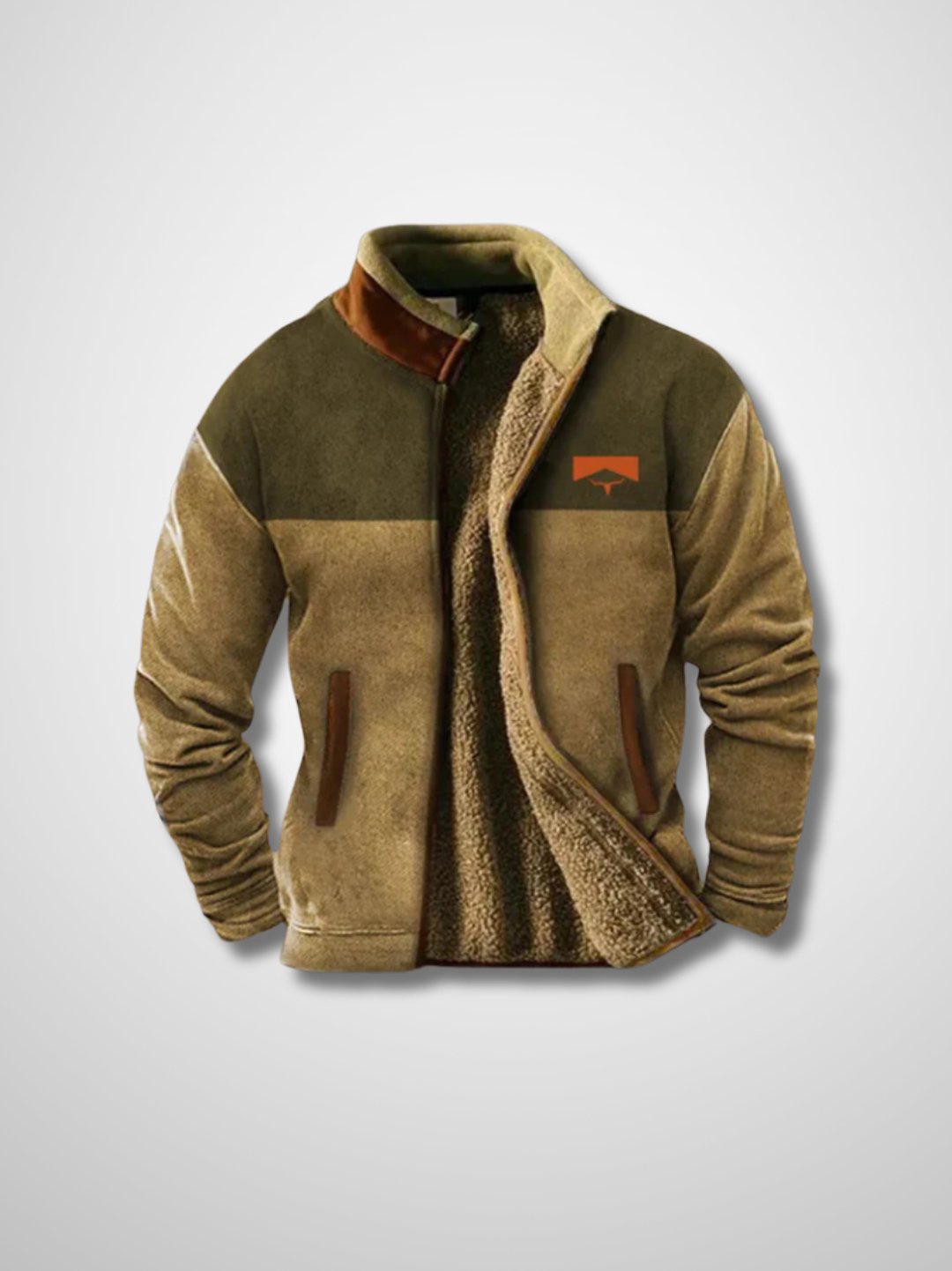 Fleecejacke - Warme Zip-Up Sherpa gefütterte Herrenjacke für den Winter-Braun-S-Chaps Herrenmode