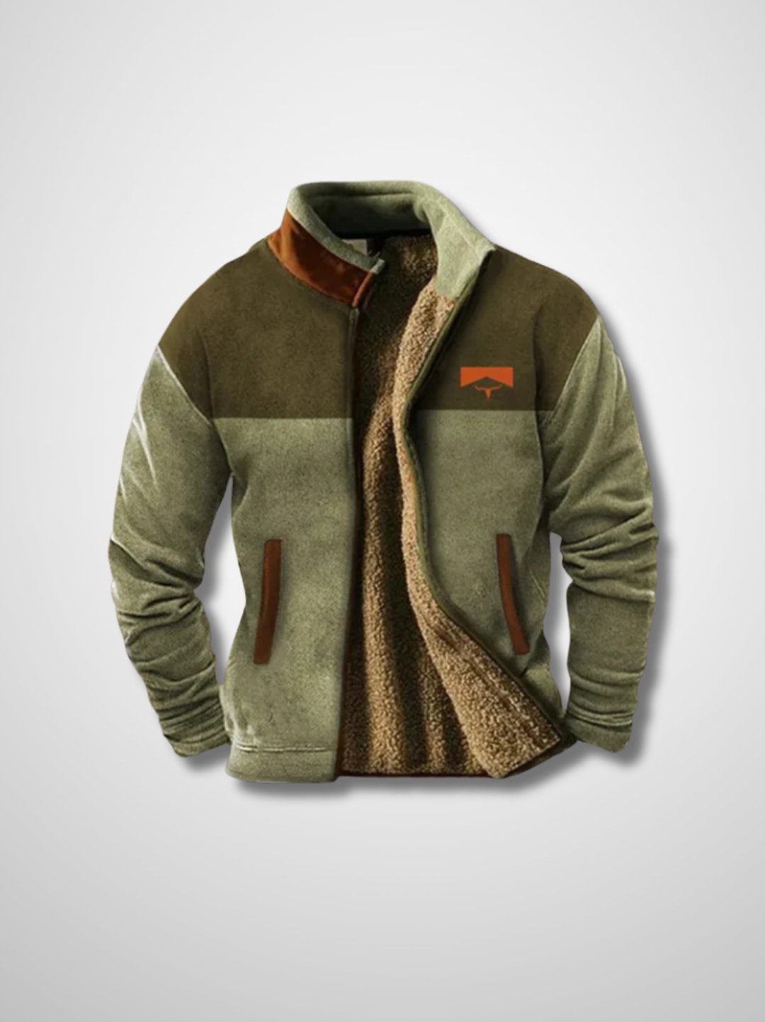 Fleecejacke - Warme Zip-Up Sherpa gefütterte Herrenjacke für den Winter-Grün-S-Chaps Herrenmode