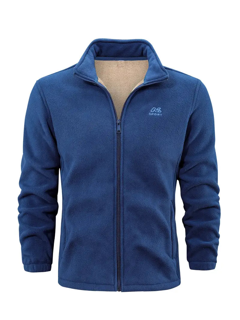 Fleecejacke – durchgehender Reißverschluss – Stehkragen – Fleece mit Reißverschluss – Herrenbekleidung-Blau-2XS-Chaps Herrenmode