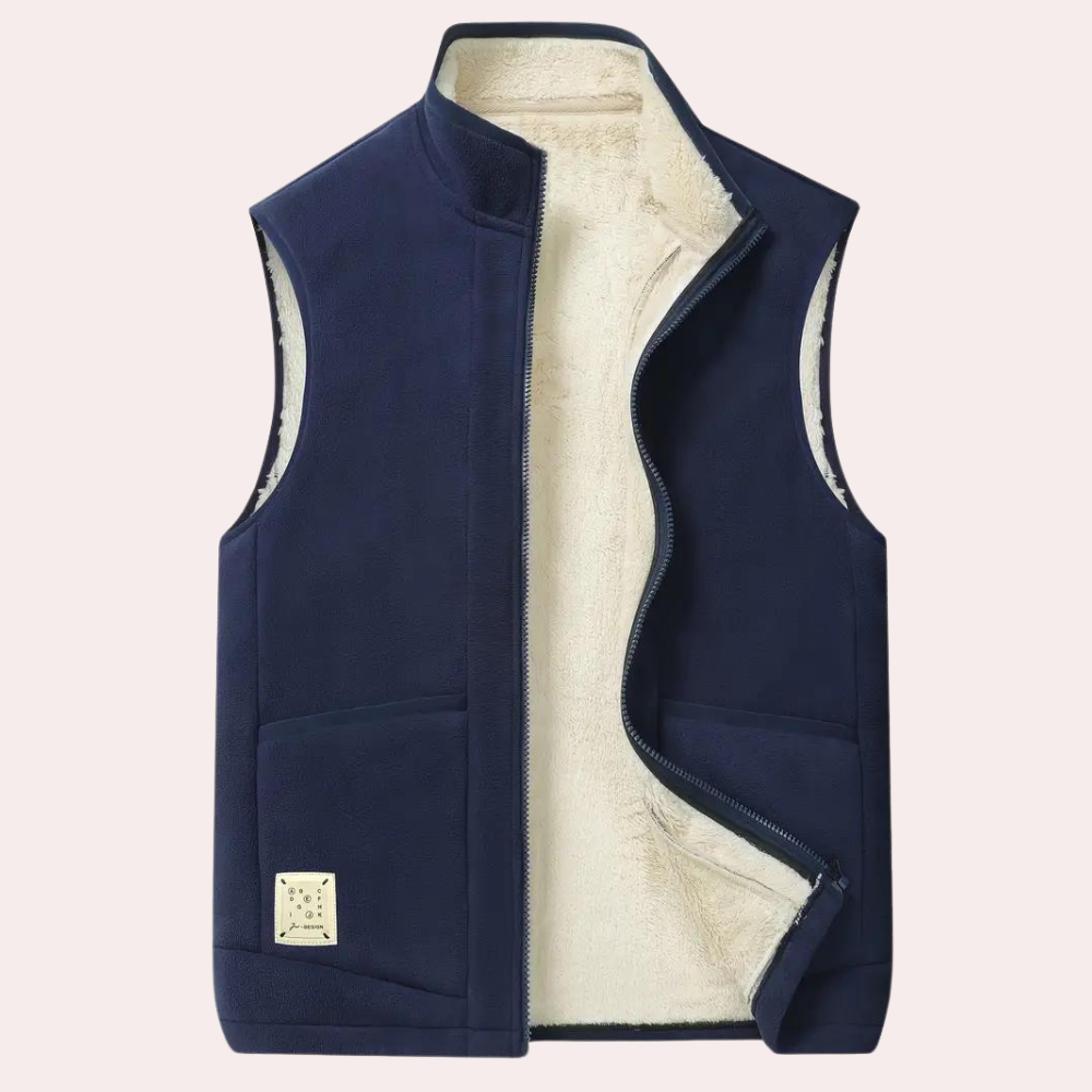 Fleeceweste | Mit Reißverschluss | Körperwärmer | Winterweste | Herrenweste-Marineblau-S-Chaps Herrenmode