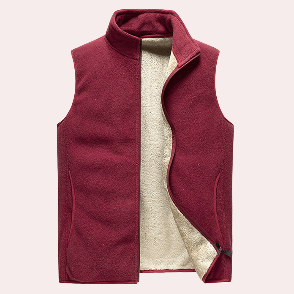 Fleeceweste | Mit Reißverschluss | Körperwärmer | Winterweste | Herrenweste-Rot-S-Chaps Herrenmode