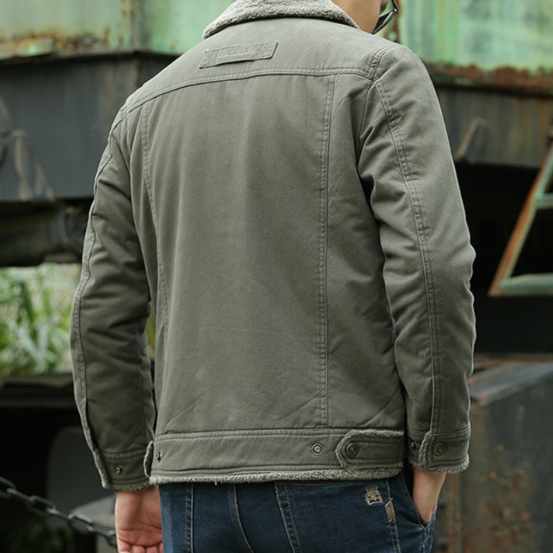 Fliegerjacke – Taschen – mit Knöpfen – Fleece-gefütterte Jacke – Winterjacke für Herren-Chaps Herrenmode