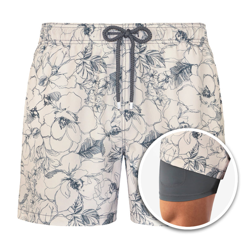 Florida Badeshorts-Beige & Grau-S-Chaps Herrenmode