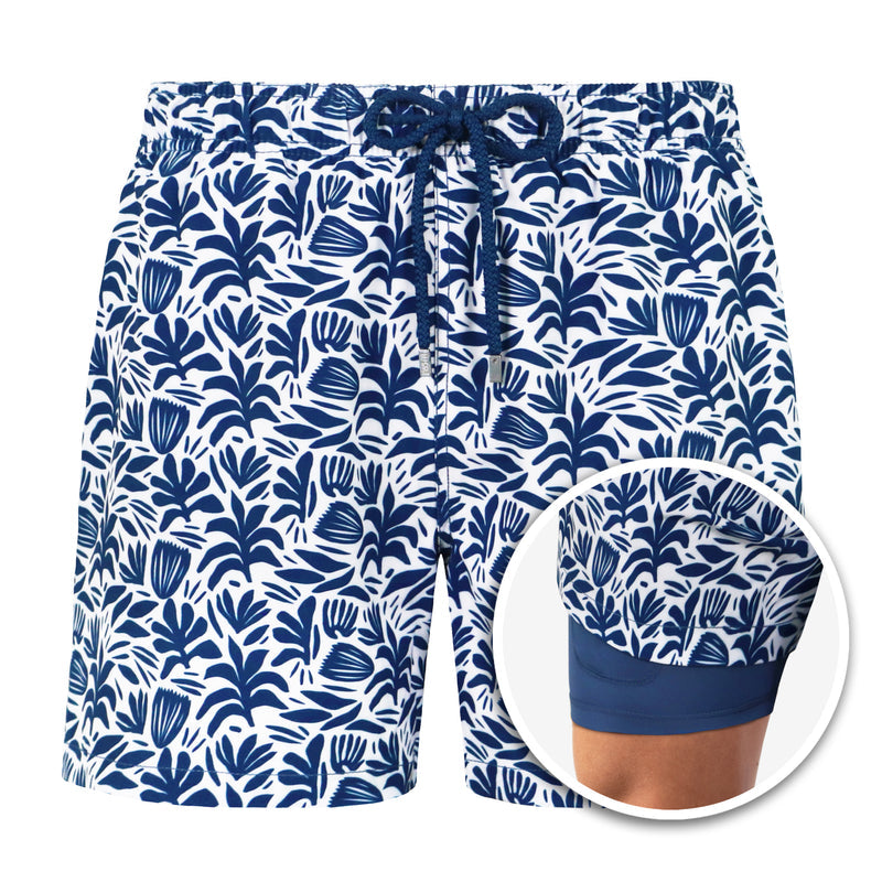 Florida Badeshorts-Dunkelblau & Weiß-S-Chaps Herrenmode