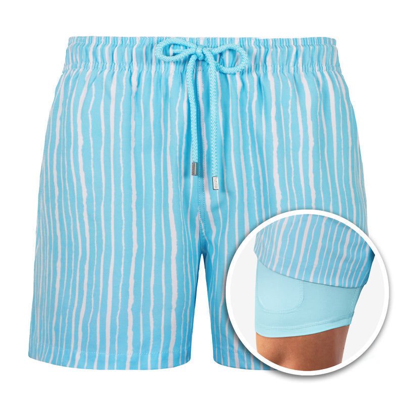 Florida Badeshorts-Weiß & Eisblau-S-Chaps Herrenmode