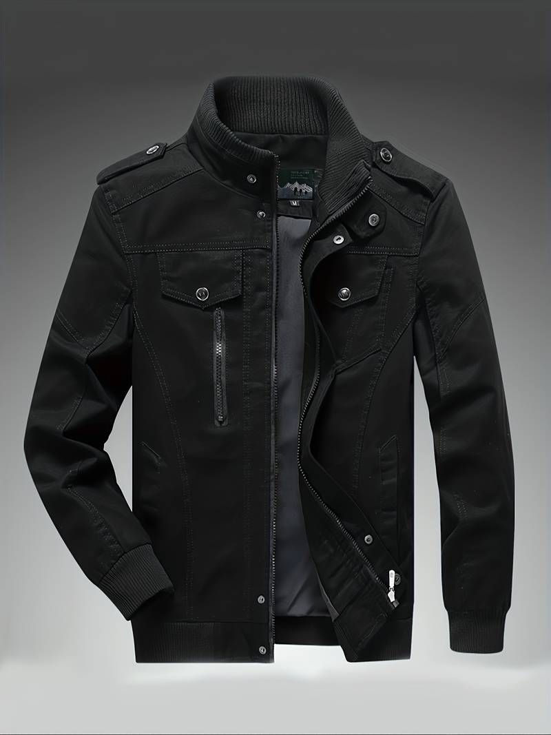 Frachtjacke | Schwarz | Reißverschluss | Herbstjacke | Herrenjacken-Schwarz-S-Chaps Herrenmode