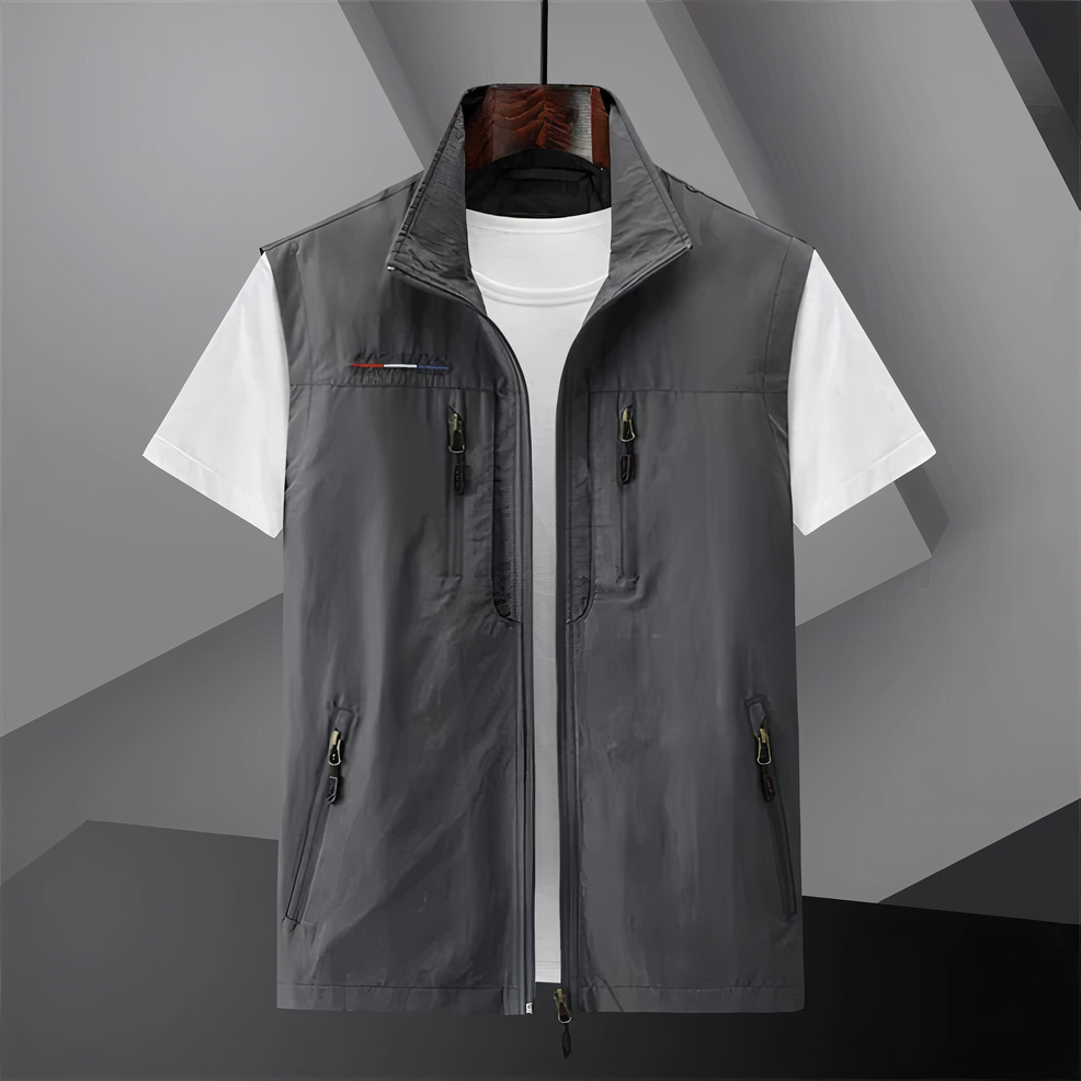 Frachtweste | Leicht | Ärmellos | Outdoor-Weste | Herrenweste-Grau-M-Chaps Herrenmode