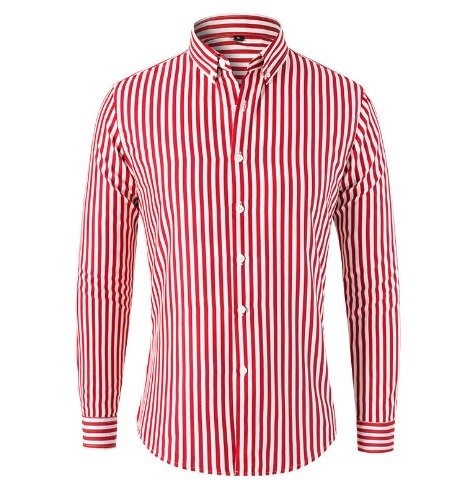 Gestreiftes Hemd - Langärmeliges Hemd mit Knopfleiste für Männer-Rot-S-Chaps Herrenmode