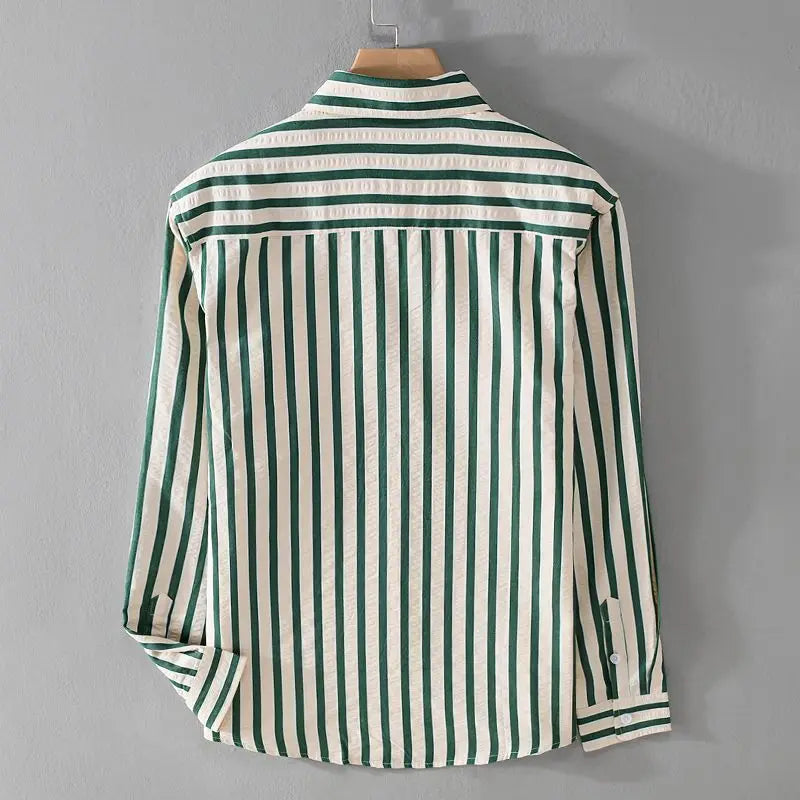 Gestreiftes Hemd - Polo - Button-Up - Langarmhemd - Herrenhemden-Chaps Herrenmode