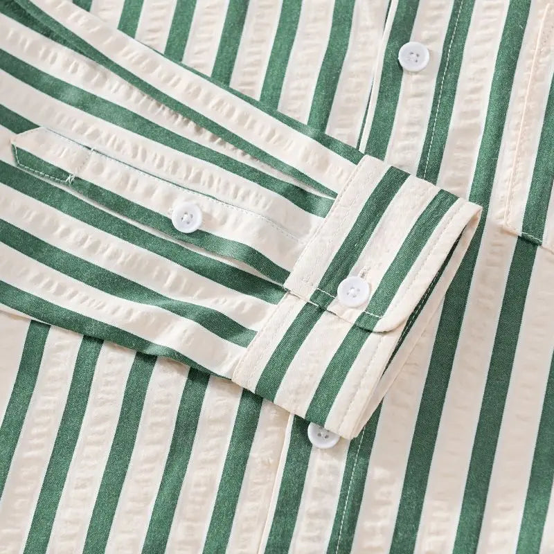 Gestreiftes Hemd - Polo - Button-Up - Langarmhemd - Herrenhemden-Chaps Herrenmode