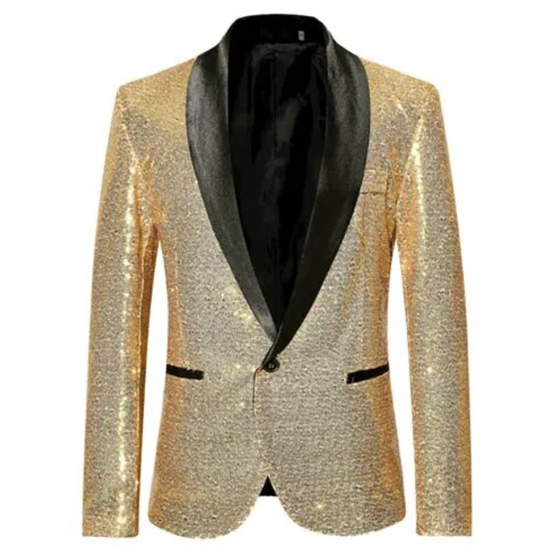 Glitzerblazer | Einreihig | Glitzernd | Partyblazer | Herrenblazer-Gold-S-Chaps Herrenmode