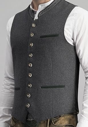 Graue Weste - Klassische ärmellose einreihige Anzugweste für Männer-Grau-XS-Chaps Herrenmode