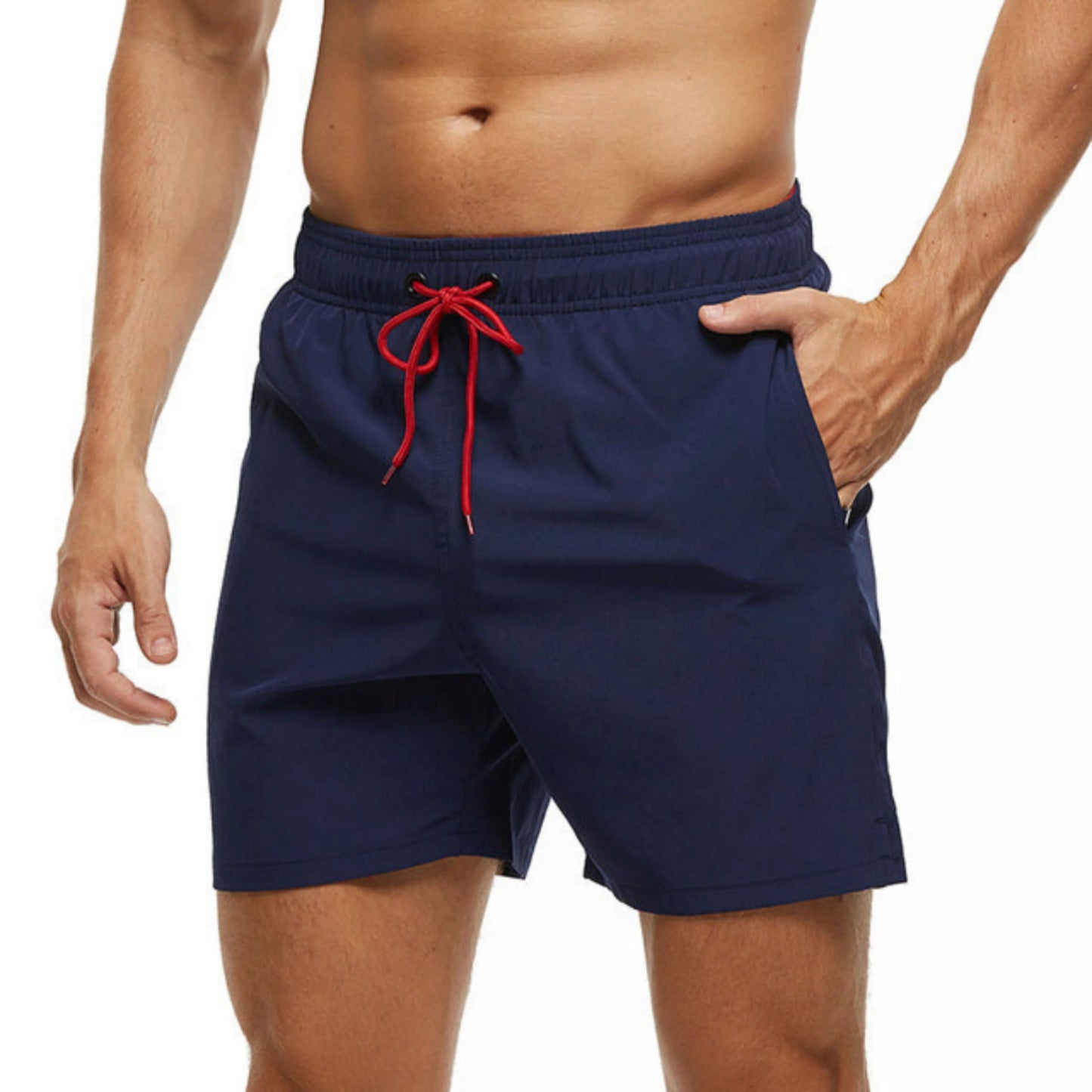 Gym Shorts - Elastische Taille - Kordelzug - Sportshorts - Herren Shorts-Marineblau-S-Chaps Herrenmode