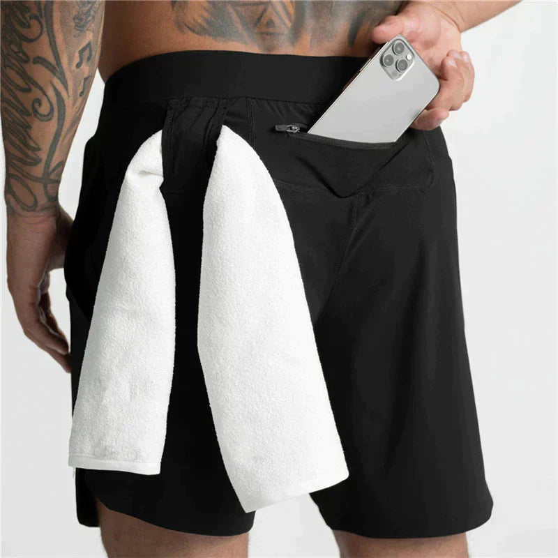 Gym Shorts | Kordelzug | Leichtgewicht | Sport Shorts | Herren Trainingsshorts-Schwarz-S-Chaps Herrenmode