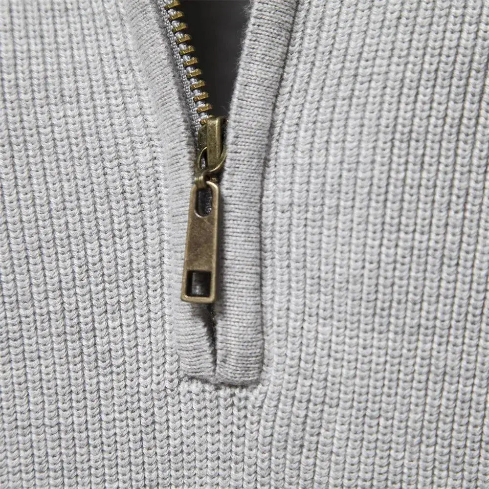 Halb-Reißverschluss-Pullover | Gestrickt | Reißverschluss am Hals | Polo-Pullover | Herren-Pullover mit Viertel-Reißverschluss-Chaps Herrenmode