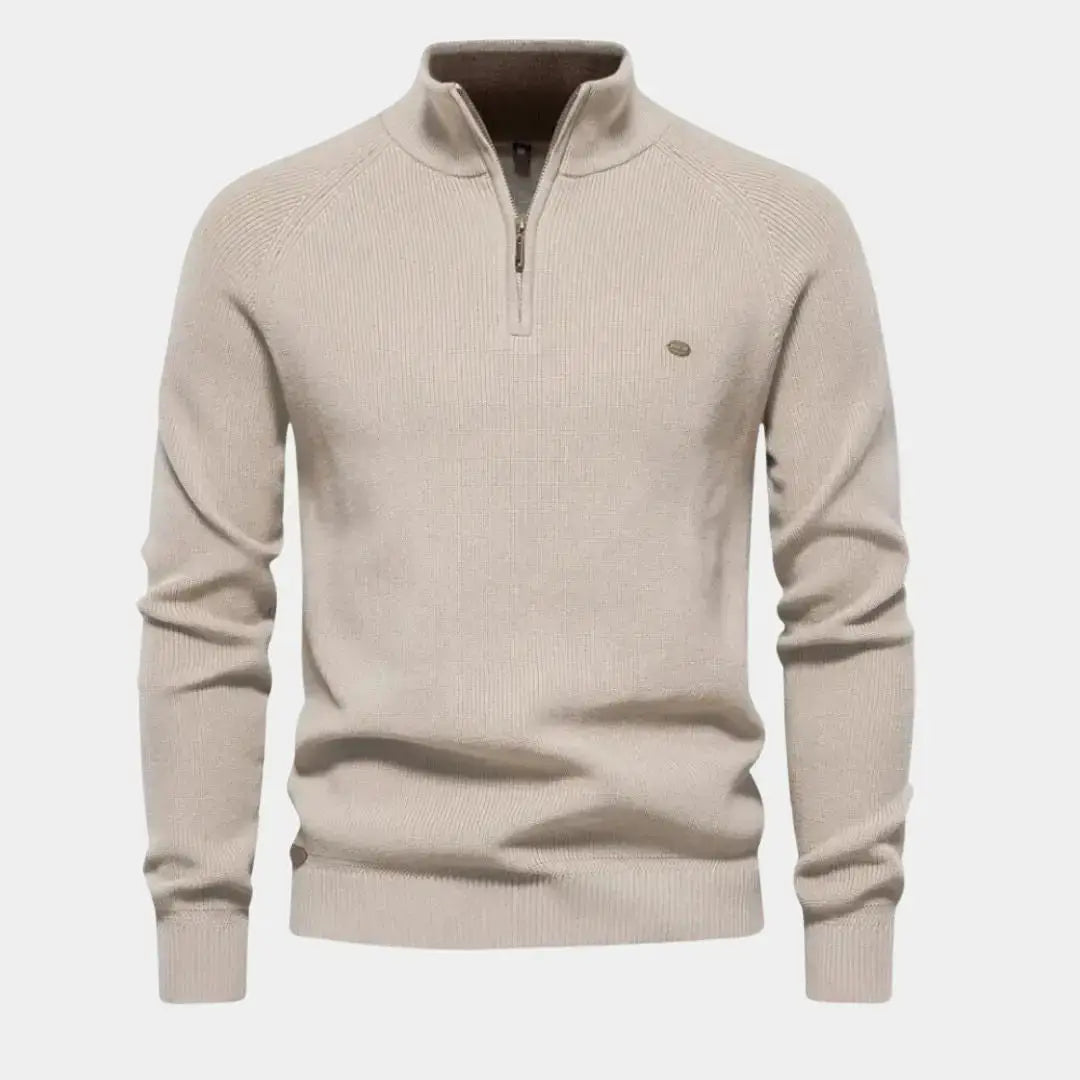 Halb-Reißverschluss-Pullover | Gestrickt | Reißverschluss am Hals | Polo-Pullover | Herren-Pullover mit Viertel-Reißverschluss-Chaps Herrenmode