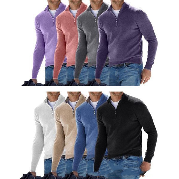 Halber Reißverschluss-Pullover | Gestrickt | Langarm | Pullover-Pullover | Herren Pullover mit viertel Reißverschluss-Chaps Herrenmode