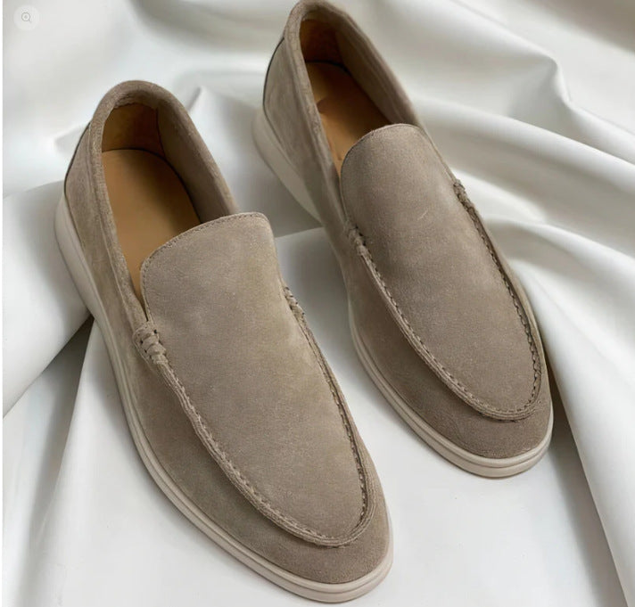 Halbschuhe | Bequem | Slip-On | Wildleder-Slipper | Herrenschuhe-Beige-38-Chaps Herrenmode