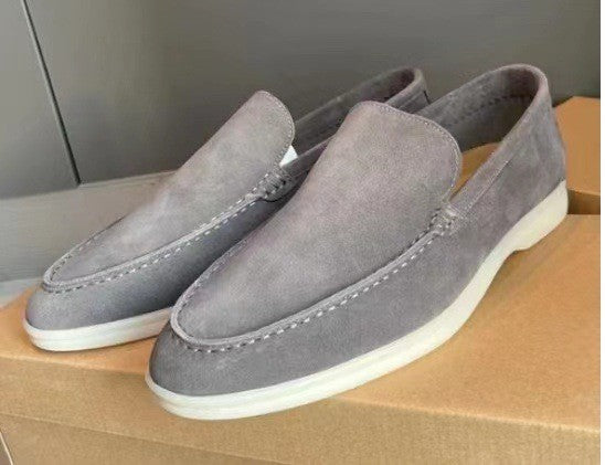 Halbschuhe | Bequem | Slip-On | Wildleder-Slipper | Herrenschuhe-Grau-38-Chaps Herrenmode