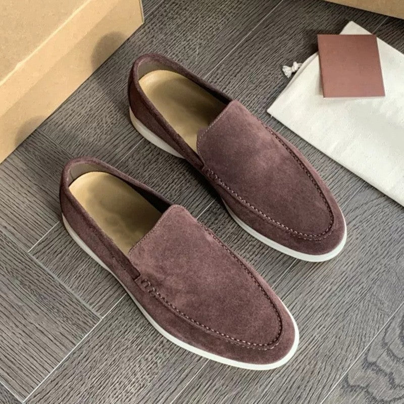Halbschuhe | Bequem | Slip-On | Wildleder-Slipper | Herrenschuhe-Kaffee-38-Chaps Herrenmode