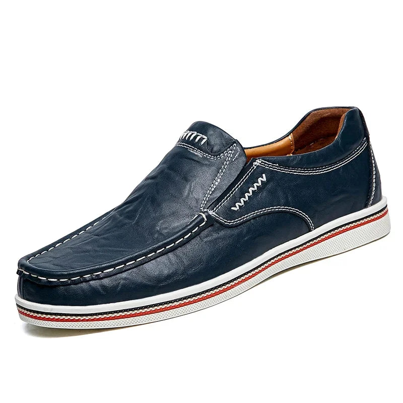 Halbschuhe – Slip-On – ergonomisch – Lederhalbschuhe – Herrenschuhe-Blau-38-Chaps Herrenmode