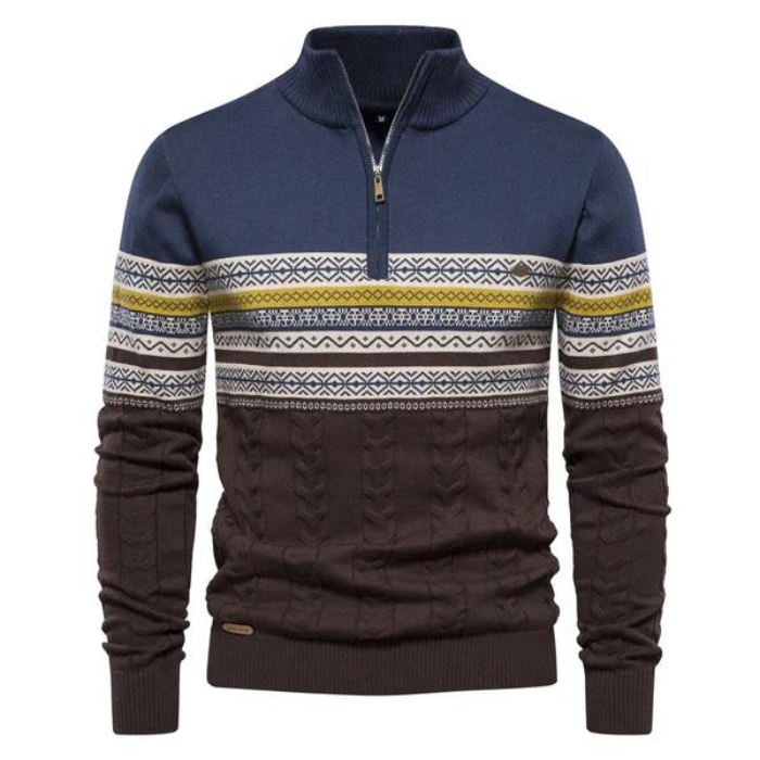 Half Zip Pullover | Gestrickt | Winter | Pullover | Herrenbekleidung-Jeans Blau-S-Chaps Herrenmode