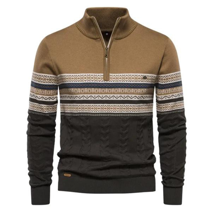 Half Zip Pullover | Gestrickt | Winter | Pullover | Herrenbekleidung-Khaki-S-Chaps Herrenmode