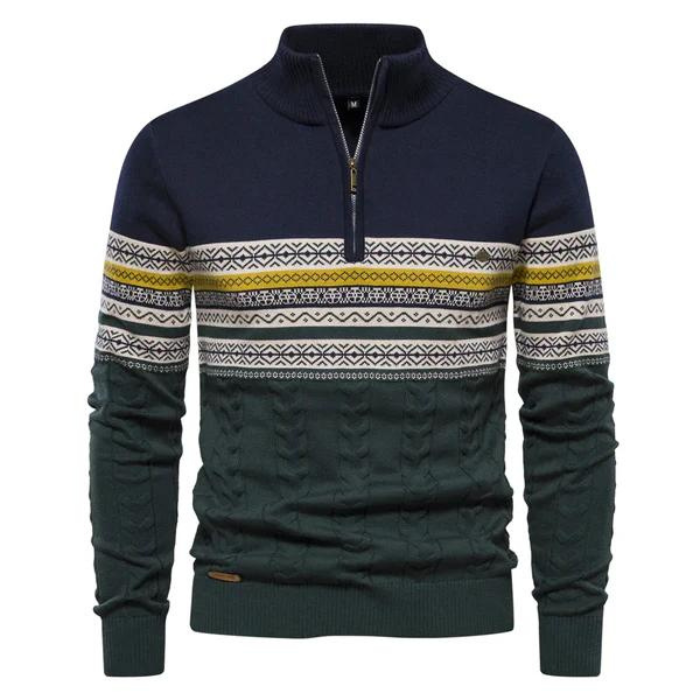 Half Zip Pullover | Gestrickt | Winter | Pullover | Herrenbekleidung-Marineblau-S-Chaps Herrenmode