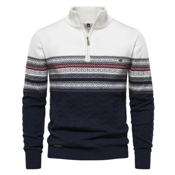 Half Zip Pullover | Gestrickt | Winter | Pullover | Herrenbekleidung-Weiß-S-Chaps Herrenmode