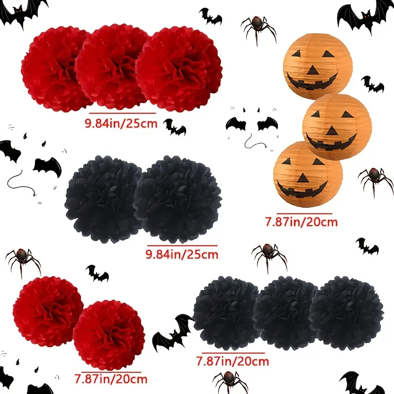 Halloween Kürbis Laterne | Hängend | Dekoration Set | Papierlaterne | Halloween Dekoration-Chaps Herrenmode