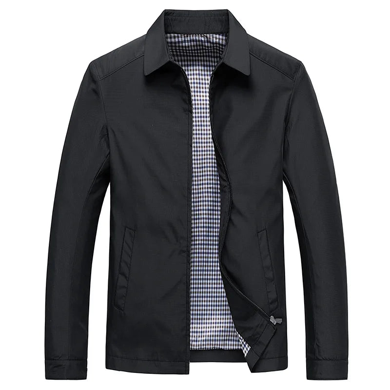 Harrington-Jacke – mit Reißverschluss – wasserdicht – Herbstjacke – Herrenjacken-Schwarz-M-Chaps Herrenmode