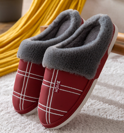 Hausschuhe – Slip-Ons – Winter – Hausschuhe für drinnen – Hausschuhe für Herren-Rot-38/39-Chaps Herrenmode