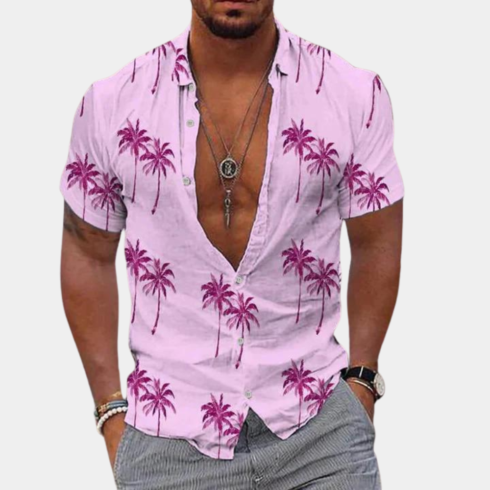 Hawaii-Hemd - Kurzärmeliges Button-Up-Hemd für Männer für den Sommer-Rose-S-Chaps Herrenmode
