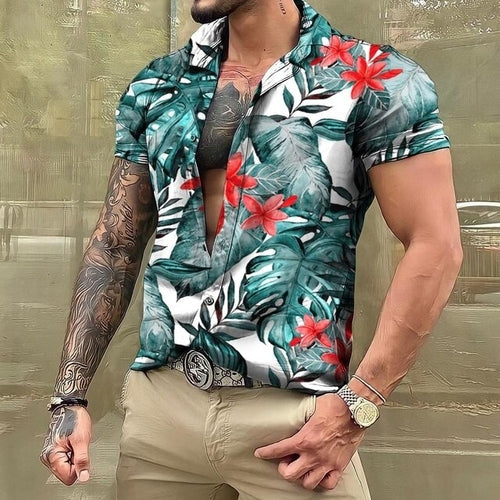 Hawaiihemd - Button-Up - Bedruckt - Kurzarmhemd - Herrenhemden-Chaps Herrenmode