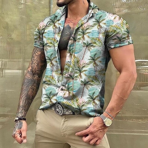 Hawaiihemd - Button-Up - Bedruckt - Kurzarmhemd - Herrenhemden-Chaps Herrenmode