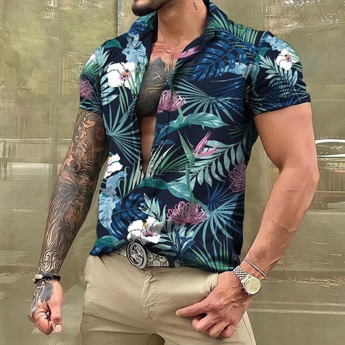 Hawaiihemd - Button-Up - Bedruckt - Kurzarmhemd - Herrenhemden-Chaps Herrenmode