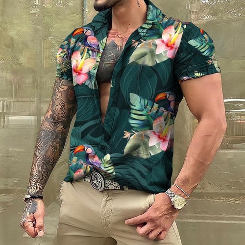Hawaiihemd - Button-Up - Bedruckt - Kurzarmhemd - Herrenhemden-Chaps Herrenmode