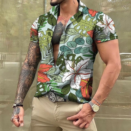 Hawaiihemd - Button-Up - Bedruckt - Kurzarmhemd - Herrenhemden-Chaps Herrenmode