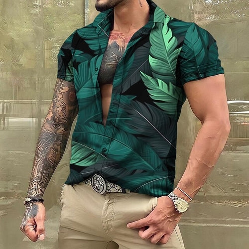 Hawaiihemd - Button-Up - Bedruckt - Kurzarmhemd - Herrenhemden-Chaps Herrenmode